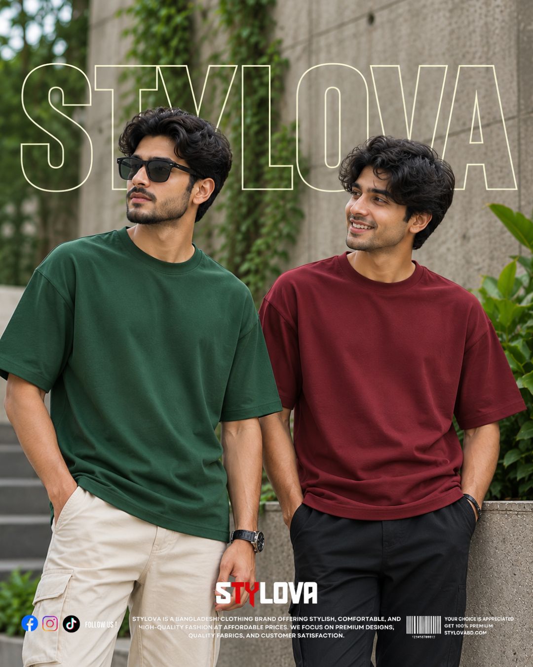 2 Pics Premium Green & Meroon